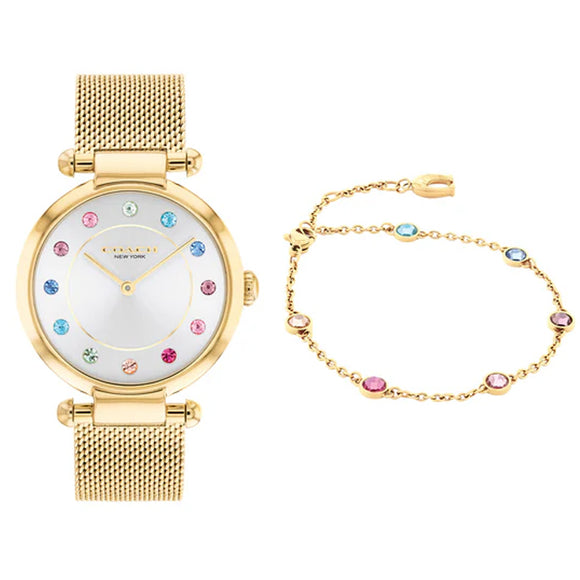 Coach Cary Gold tone Ladies Watch with Bracelet Gift Set 14000112