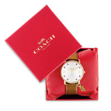 Coach Elliot Gold Leather Strap Watch with Snake Charm 14504449