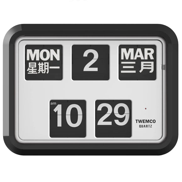 Twemco BQ-17 Flip Clock (Black Case, White Dial)(Chinese Character)