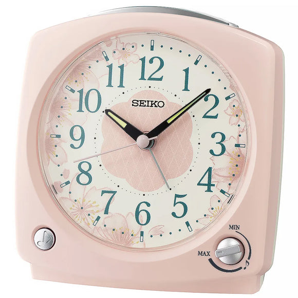 Seiko Alarm clock wIth selectable beep, melody & bird sounds (floral design) QHP012