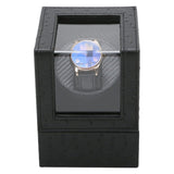 Single Slot PU Leather Watch Winder (Ostrich With Carbon Accents)