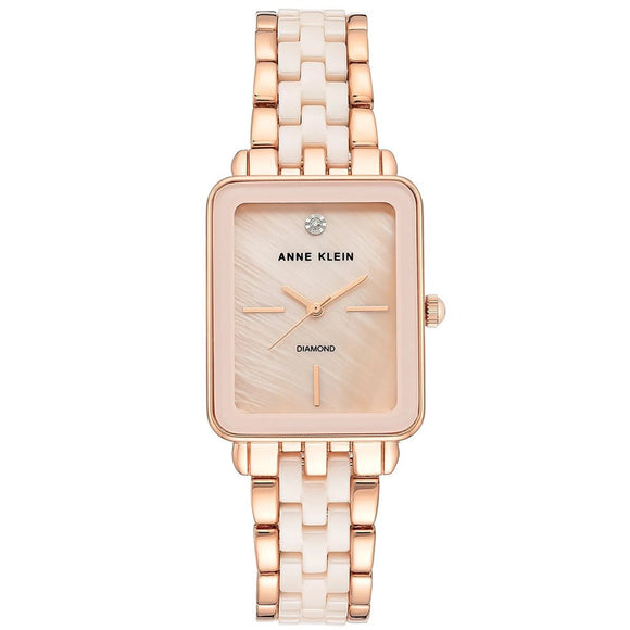 Anne Klein Genuine Diamond Dial Ceramic Bracelet Ladies Watch AK/3668LPRG - Watch it! Pte Ltd