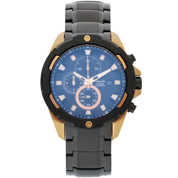 New Alexandre Christie Black Rose Gold Quartz Men's Watch AC 6625 Original  | eBay